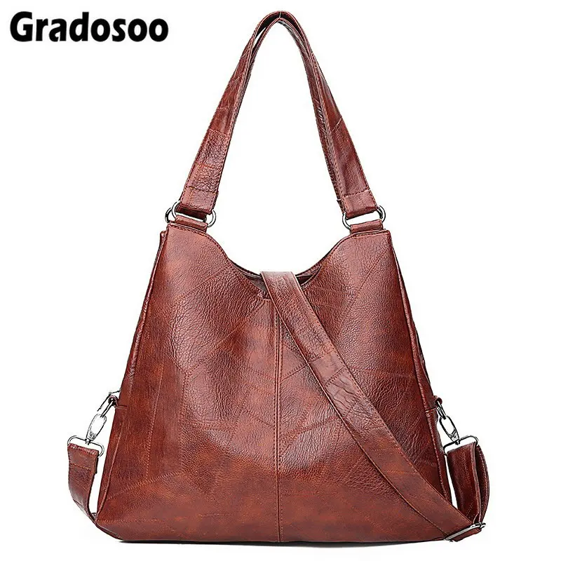 

Gradosoo Vintage Womens Hand bags Designers Luxury Women Shoulder Bags Female New Top-handle Bags Fashion Crossbody Bags LBF442