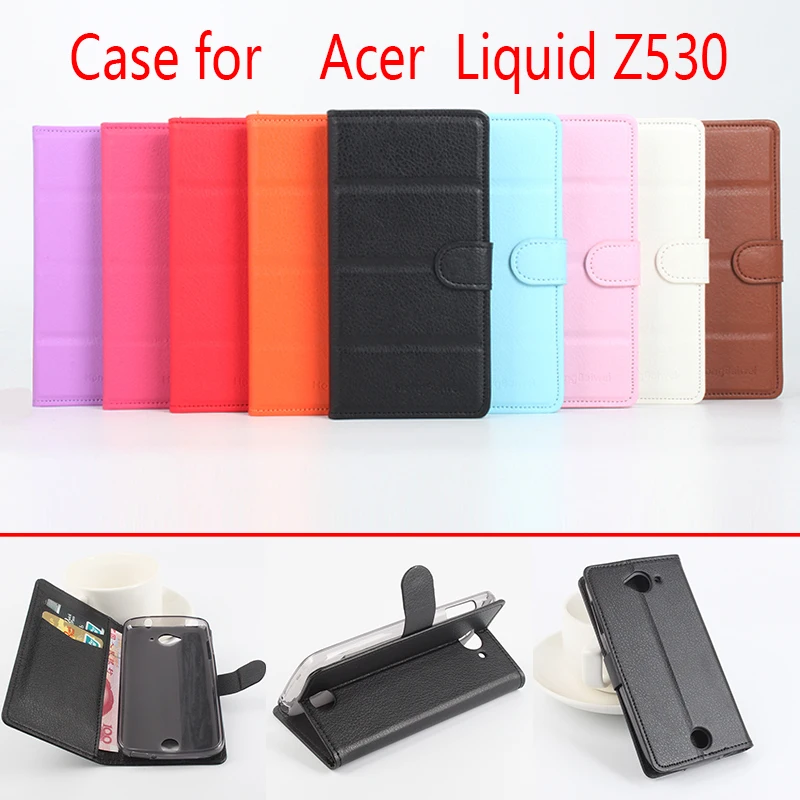 

Litchi Grain Leather Case for Acer Liquid Z530 Luxury Flip Stand Wallet Card Cover Bag Coque for Acer Liquid Z530