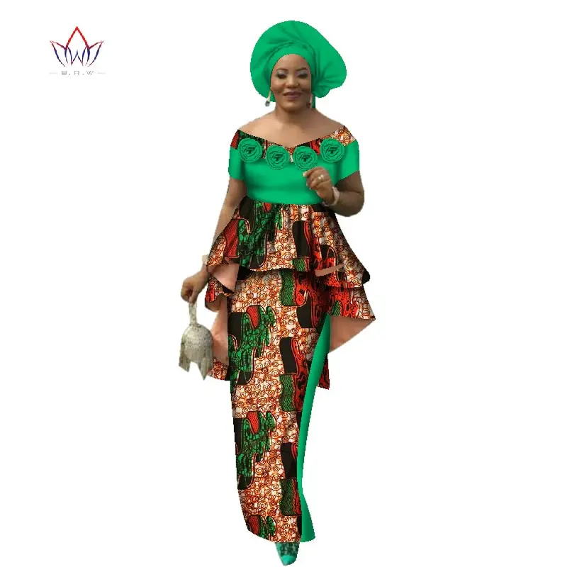 Летнее женское платье юбка комплекты традиционные африканские 2 шт. Для женщин комплект Костюмы индивидуальный заказ топы + юбки Лидер