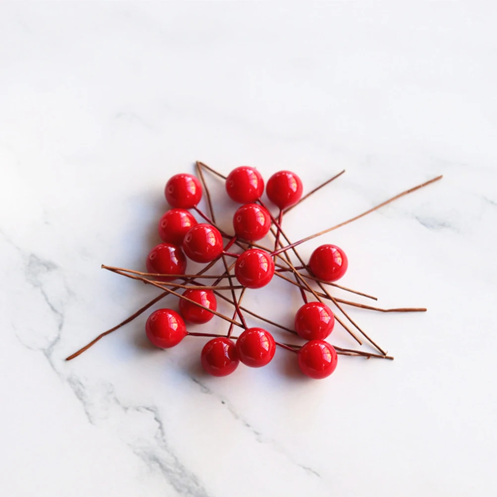 200 шт. искусственный ягодный декоративный DIY красный искусственный ягодный красный поддельный ягодный для конфет коробка венок Елочная