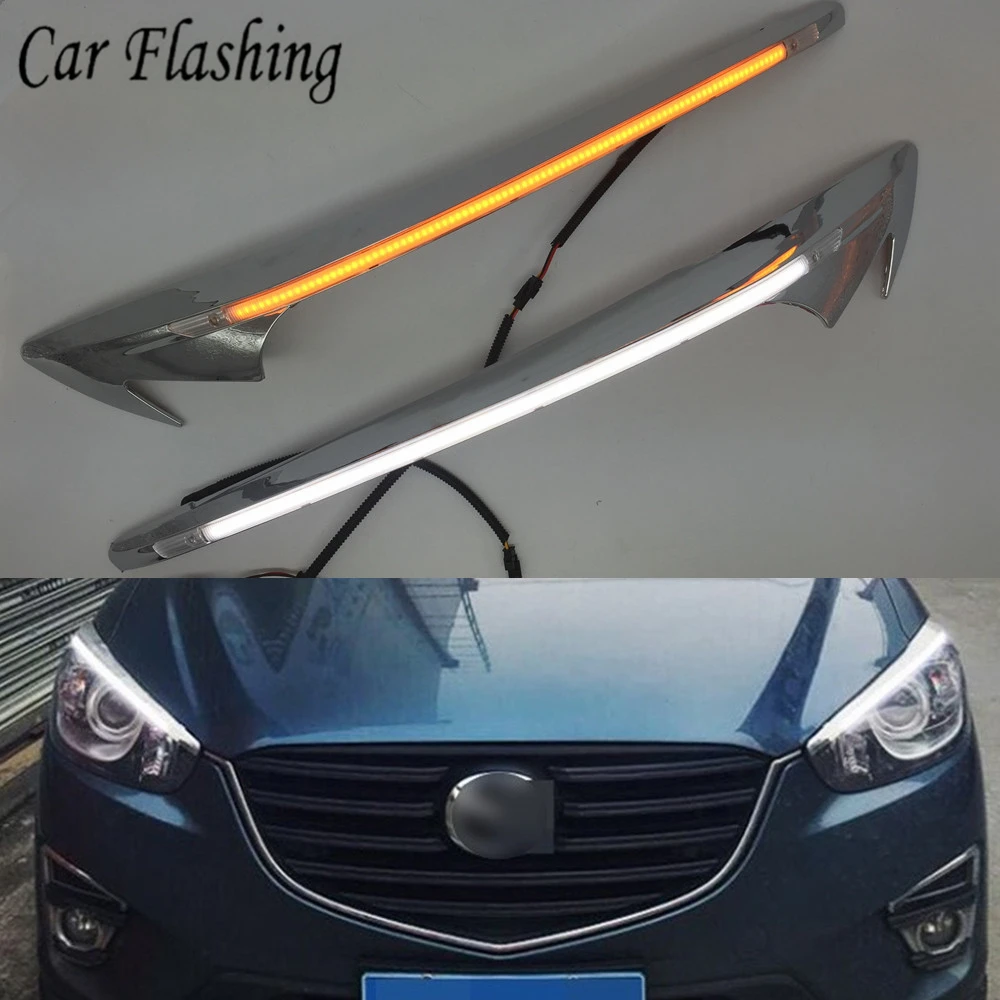 

Car Headlight Eyebrow Decoration Yellow Turn Signal DRL LED Daytime Running Light For Mazda CX-5 CX5 2012 2013 2014 2015 2016