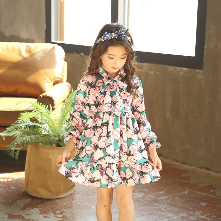 floral big girls school dress long sleeve 2018 new spring summer autumn a live children dress print flower baby girls clothing 2018 4 5 6 7 8 9 10 11 12 13 14 15 years little big girls  dres for kids toddler girl dresses (3)