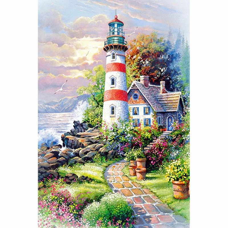 

DIY Diamond painting Villa Landscape 5D Cross Stitch Diamond landcape diamond Embroidery rhinestones Christmas gift