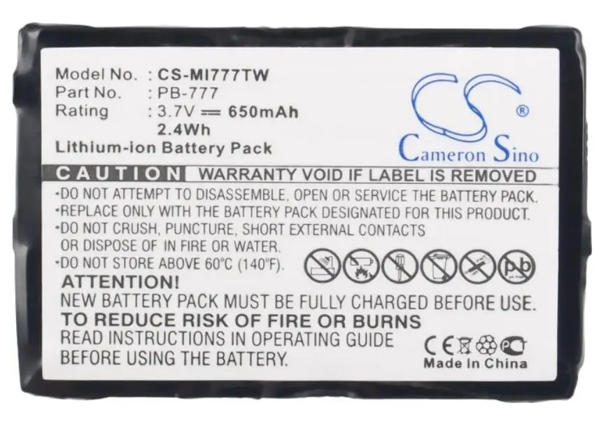 Кэмерон китайско 650 мАч Аккумулятор для MIDLAND 777 PMR446+ PB-777 батареи