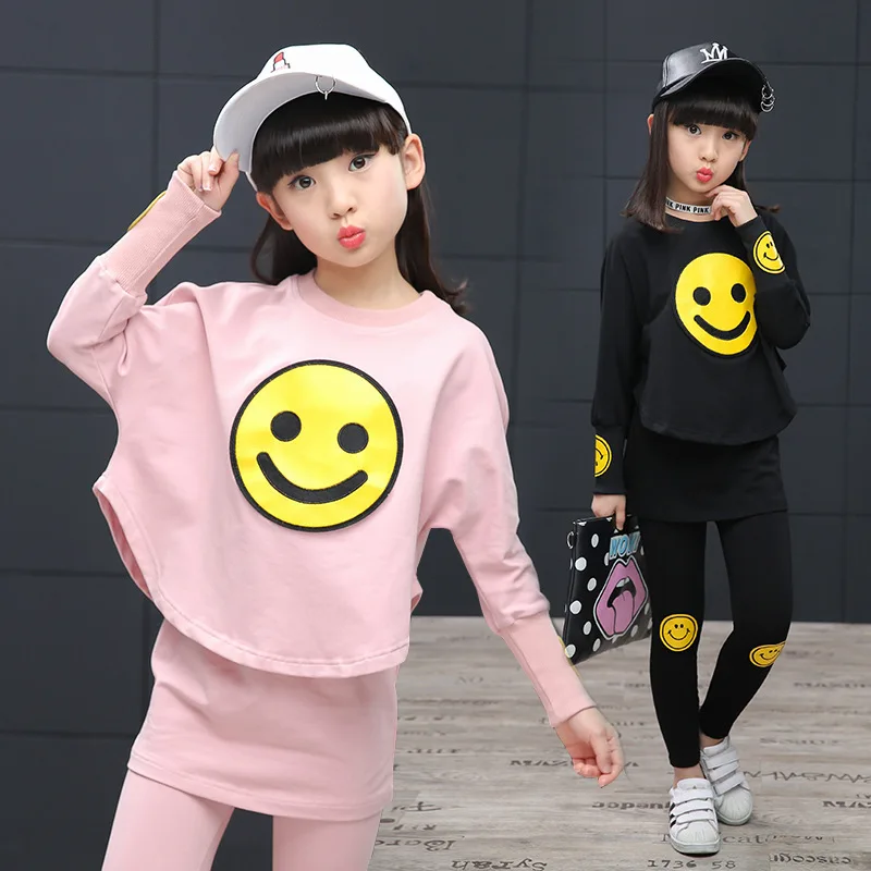 

2017 Spring Children's Wear Girls Children Smile Two Sets