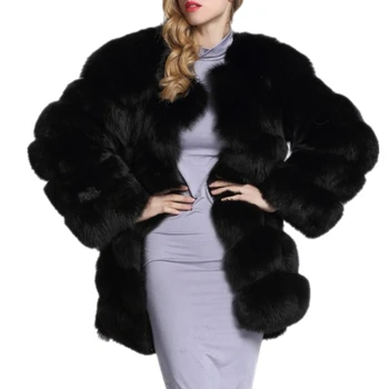 

Lisa Colly New Women Warm Faux Fur Long Sleeves Coat Jacket Casual Winter Thick furs Coat Outerwear women Fox Fur Vest Coat