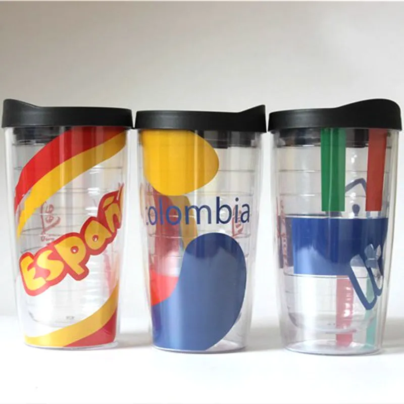 480ml double wall tumbler with pvc insert,acrylic tumbler with lid