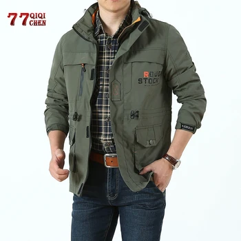 

QIQICHEN Brand Clothing Bomber Jacket Men Autumn Winter Multi-pocket Waterproof Military tactical Jacket Windbreaker Men Coat