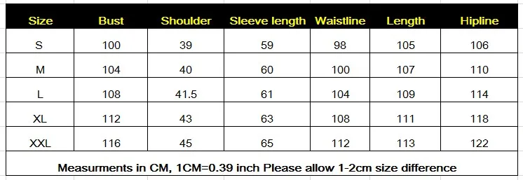 size chart