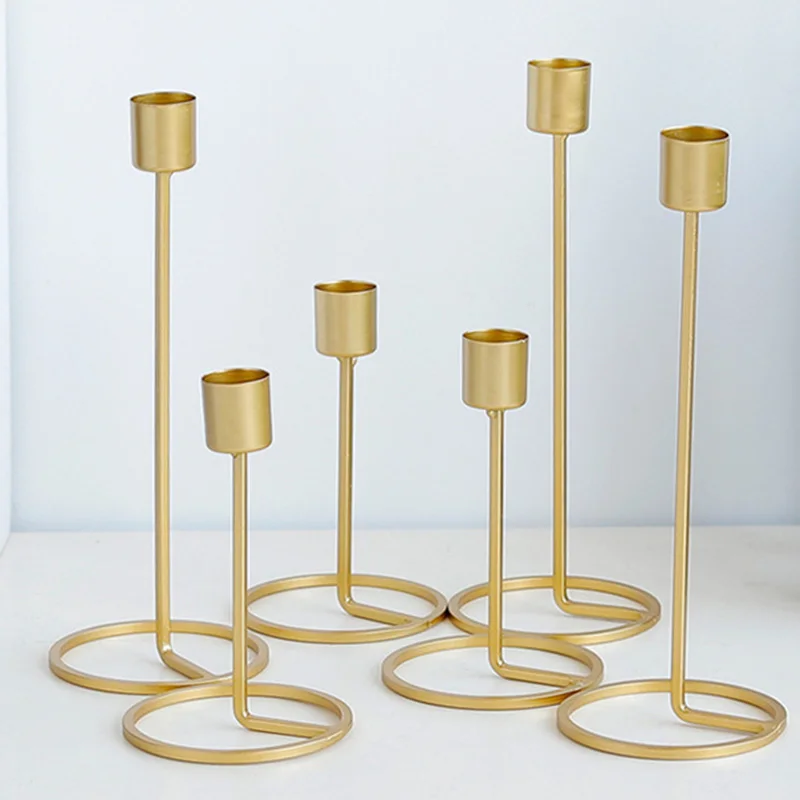 1xGold Single Head Iron Candlestick Candle Holder Dinner Wedding Decoration