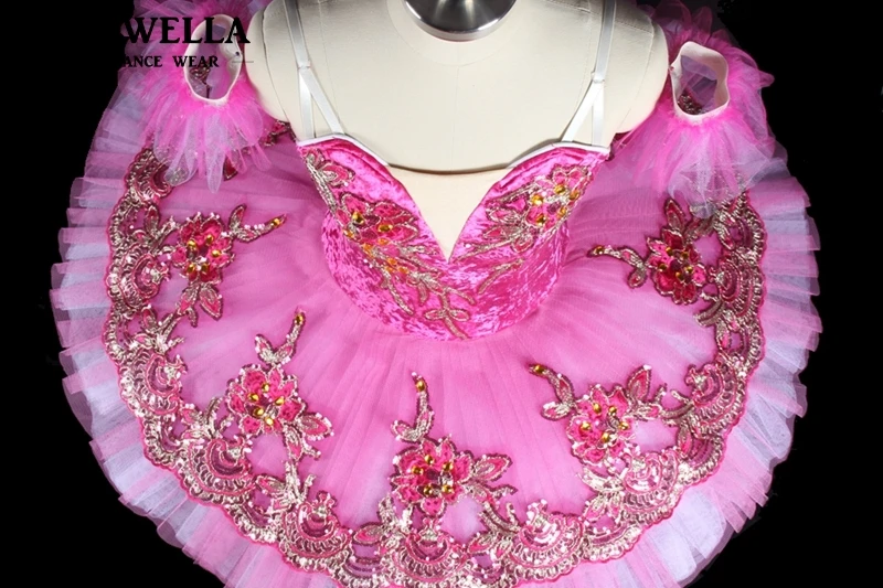 Women Nutcracker Performance Tutu Dark Pink Adult Professional Ballet Tutu Girls Pancake Classical Ballet Stage Costume BT9151