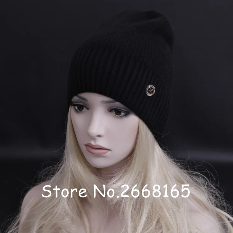 Модная уличная стильная женская шапка Skullies Beanies, шерстяная вязаная шапка для женщин, Мужская зимняя женская шапка, шерстяная шапка унисекс, однотонная - Цвет: black