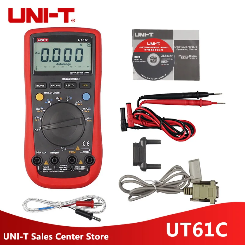 

UNI-T UT61C Modern Digital Multimeter UT61C AC/DC Voltage Current Auto/Manual Range Meter With Back Light