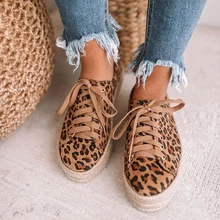 PUIMENTIUA/леопардовая женская обувь повседневная парусиновая обувь на платформе со шнуровкой женские кроссовки Удобная женская обувь на плоской подошве; zapatos de mujer