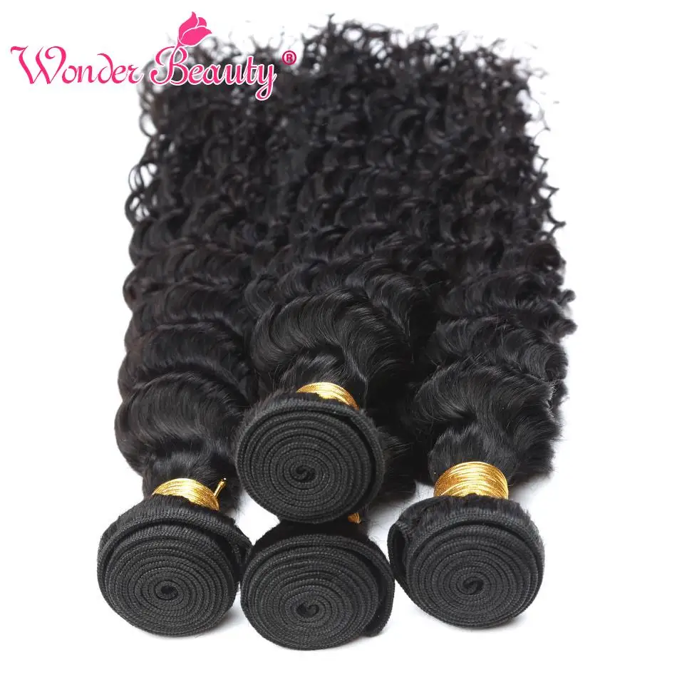 Wonder Beauty Raw Indian Deep Curly Weave Hair 100% Human Hair Bundles 4Pcs Non Remy Hair Extension 8-30inch Shipping Fast