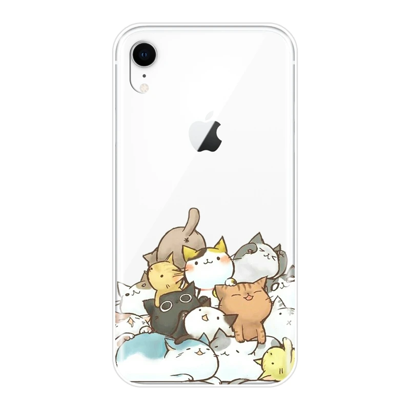 Чехол для телефона из ТПУ Apple iPhone 6 S 7 8 X XR XS Max силиконовый милый мягкий чехол с