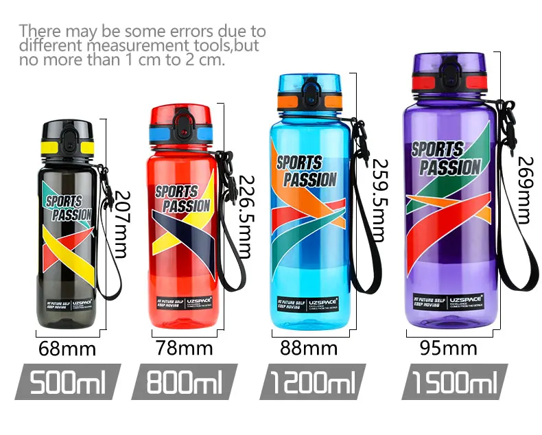 UZSPACE спортивные бутылки для воды большой емкости Мужской портативный креативный тренд чайник открытый фитнес пространство пластиковая бутылка BPA бесплатно