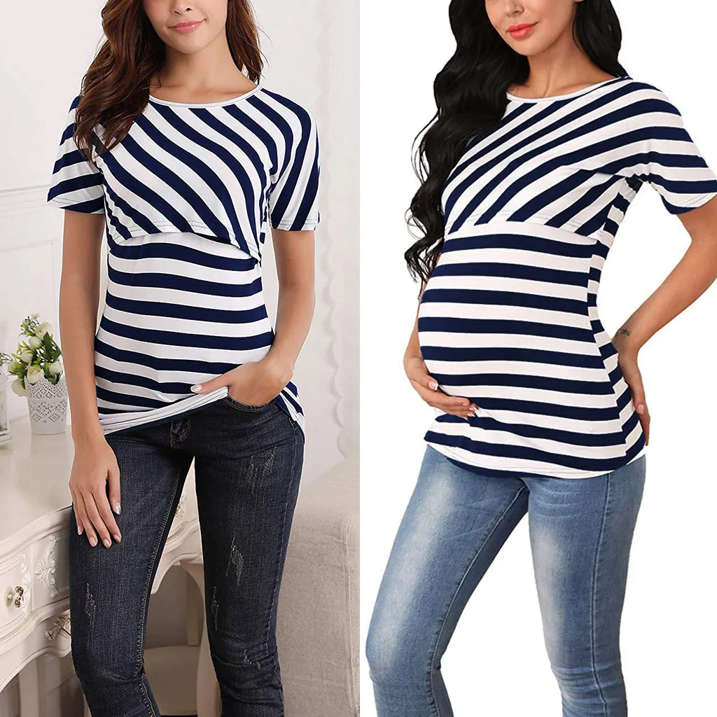 Одежда для беременных женщин; футболки для беременных; полосатый топ для кормления грудью; Ropa Embarazada; топы для беременных;