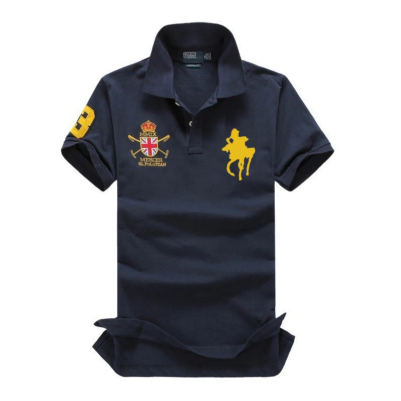 

100% cotton 2019 Summer Big horse short sleeve mens tops 3 embroidery logo high quality polos man Summer Breathable Solid Male