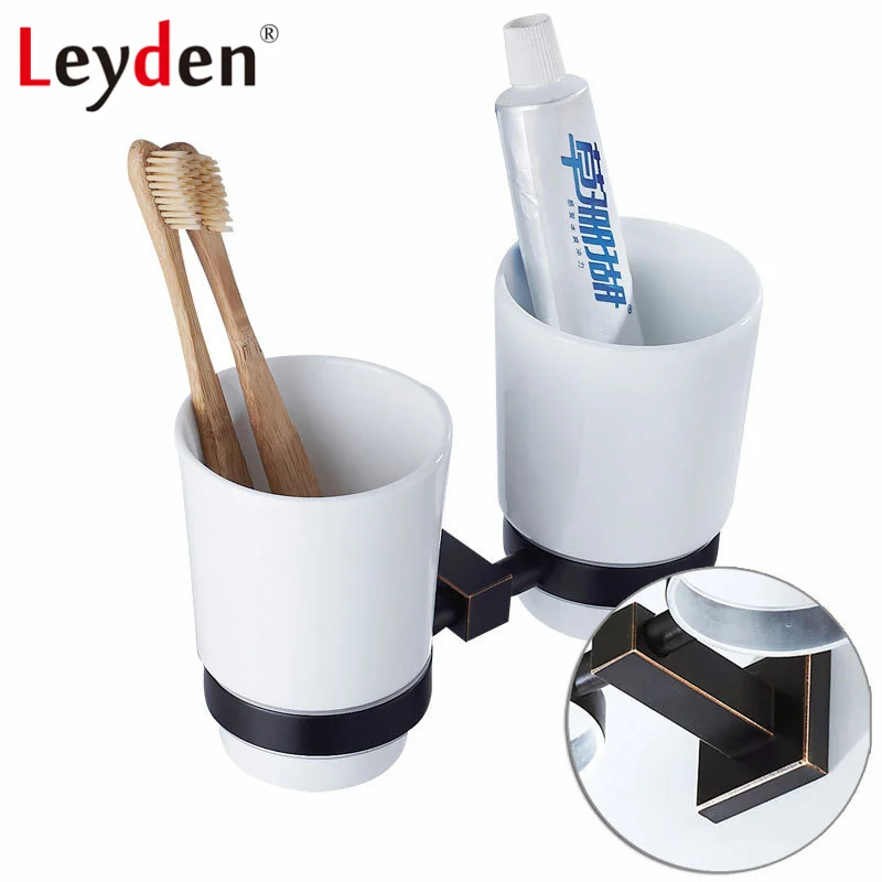 Leyden New Brass Oil Rubbed Bronze Double Toothbrush Tumbler Holder