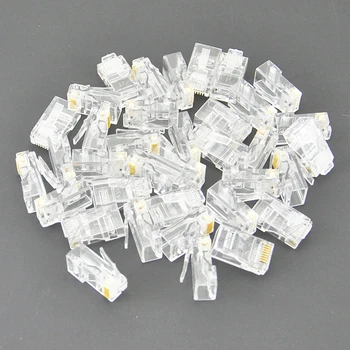 

25/50/100Pcs Gold plated RJ45 Network Modular Plug Cat5 CAT5e Connector 8P8C utp Unshielded Modular Rj45 Plug Terminals C26