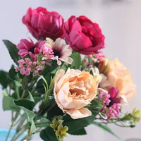 30cm High Quality Peony Flowers Silk Artificial Bouquet Babybreaths Accessories DIY Small Fake Daisy Flowers Wedding Home Decor