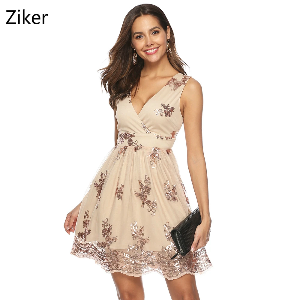 V neck a line dress knee length shirt