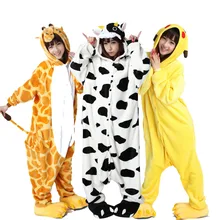 Large Size XXL Animal Kigurumi Adult Cartoon Pajamas Flannel Women Onesie Cosplay Clothing Halloween Party Jumpsuit Sleepwear(China)