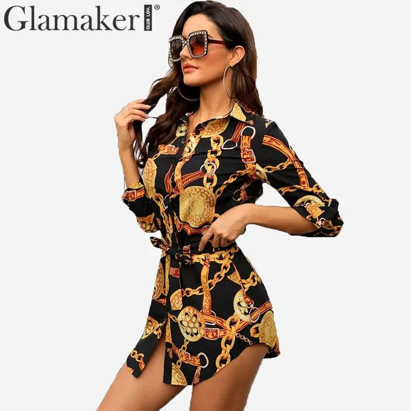 Glamaker, плюс размер, Ретро стиль, с цепочкой, платье-рубашка, уютные, сексуальные, вечерние, для клуба, женская блузка, платье, летнее, винтажное платье, vestidos de fiesta