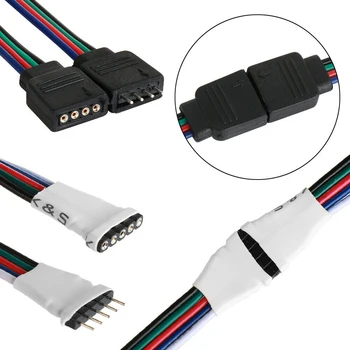 

4 pin/5 Pin/6 Pin LED Cable Male Female Connector Adapter Wire For 5050 3528 SMD RGB RGBW RGB+CCT led strip light 5pack