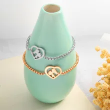 Doreen Box сладкий браслет из нержавеющей стали серебро/розовое золото цвет для женщин выдалбливают пара шаблон Регулируемый Браслет