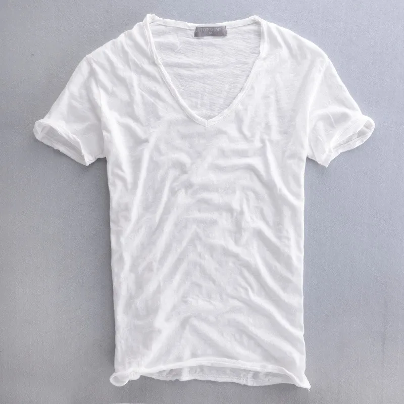 Горячая Распродажа дешевая мужская хлопковая рубашка с v-образным вырезом модный однотонный кардиган с коротким рукавом популярная Повседневная рубашка Летняя тонкая рубашка для мужчин XXL