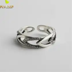 Форзаце кольца из стерлингового серебра 925 для женщин листьев форма циркон личность творчески ювелирные украшения простой Открытое кольцо