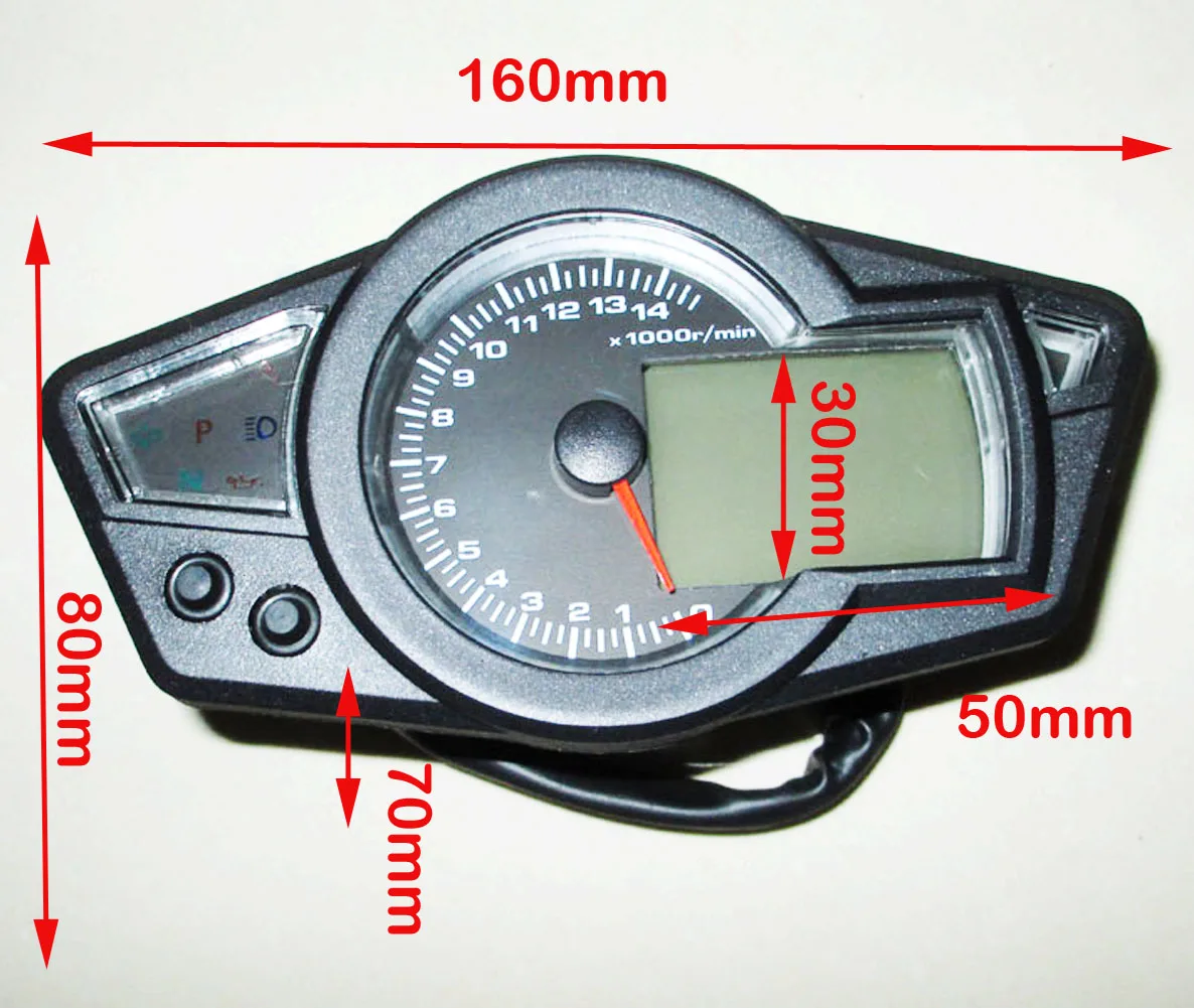 Samdo Регулируемый 14000 об/мин мотоцикл ЖК-цифровой одометр спидометр тахометр датчик Kmh/Mph