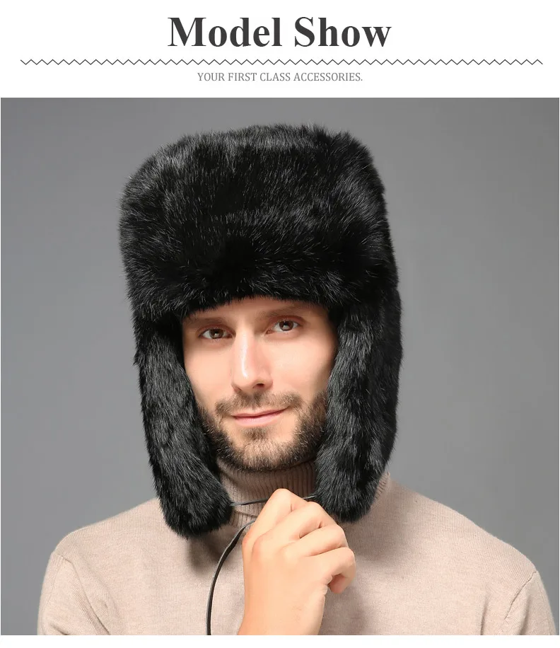 2018 зимние теплые русская меховая шапка для мужчин из натурального кроличьего меха шапки-бомберы с ушками зимние шапки унисекс натуральный