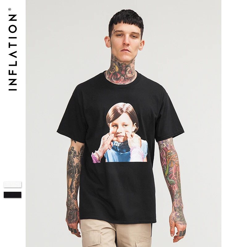 INFLATION Kid Face Graphic Print Short Sleeve T shirt Famous Brand Spring Summer Men Dress Shirt Street wear T shirt 8250S|brand t-shirt|t-shirt brandt-shirt famous - AliExpress