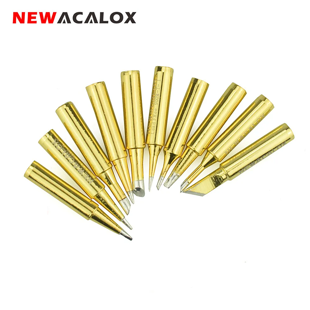 NEWACALOX 10 шт./лот 900M-T желто-золотые бессвинцовые сварочные наконечники паяльник наконечник для 878D паяльная станция BGA наборы инструментов