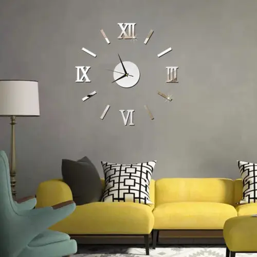 DIY 3D Wall Clock Mural Vinyl Removable Wall Stickers Home Modern Decal Crystal Mirror Vinyl Wall Art Sticker Decals
