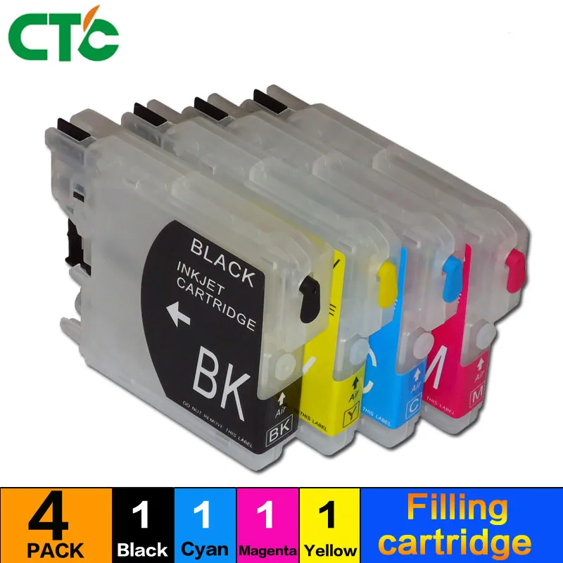 Многоразовый картридж LC60 LC65 LC980 LC38 LC61 LC985 LC39 LC67 LC1100 совместимый с Brother DCP 185C 195C 9805C J315