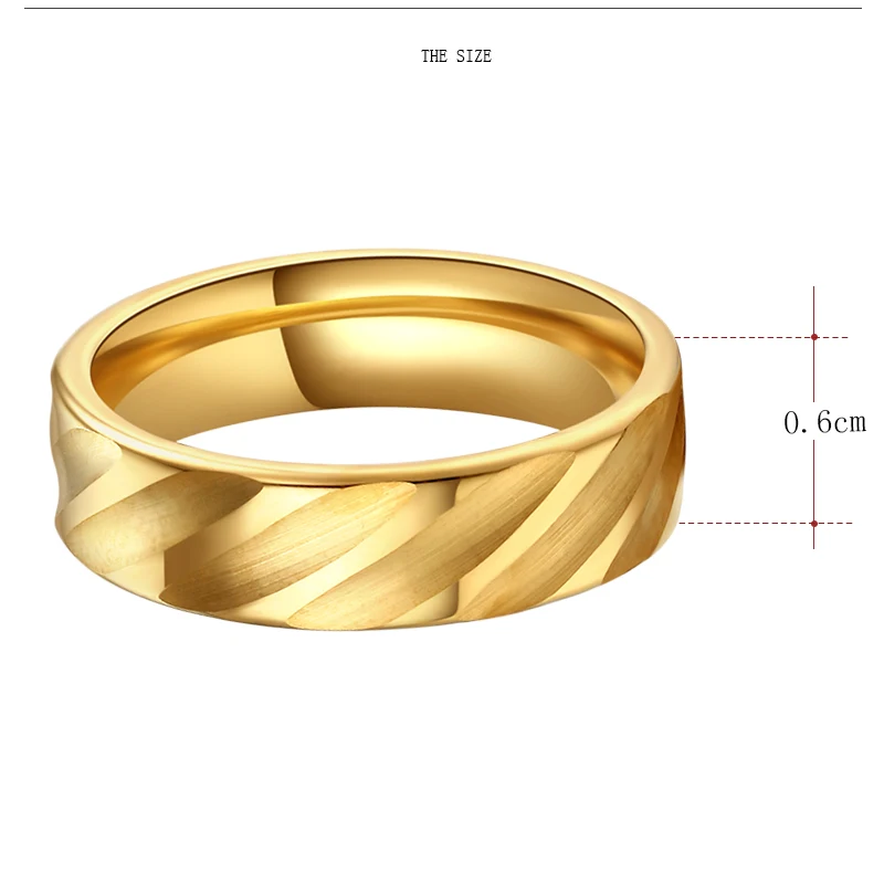 CACANA 6mm Steel Band Wedding Ring fashion silver gold ring 316L stainless steel ring for women men Valentine's Day gift
