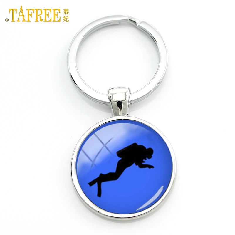 

TAFREE Navy Blue Sea Diver Keychain 2018 Leisure Sports Series Charming Key Chain Key Ring Gift Car Keychain Jewelry Gifts KC495