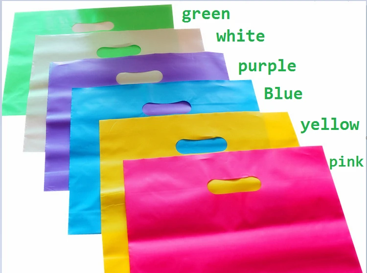 

100pcs Small large Plastic Bag Purple Color Jewelry Boutique Gift Bag With Handle Plastic Shopping Bag And Packaging bag