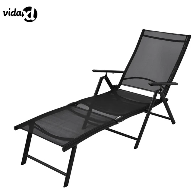 Vidaxl Modern Outdoor Foldable Sun Lounger Aluminium Transat Vidaxl Modern Outdoor Foldable Sun Lounger Aluminium Transat Comfortable Backrest Furniture Durable High Quality
