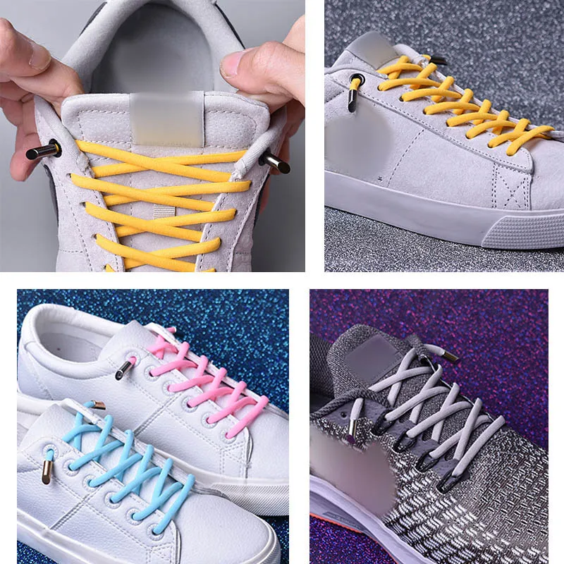 12 sets Metal laces lock Do not tie Metal laces locking sneakers Kits gold silver buckle Metal lace black metal shoelace anchor