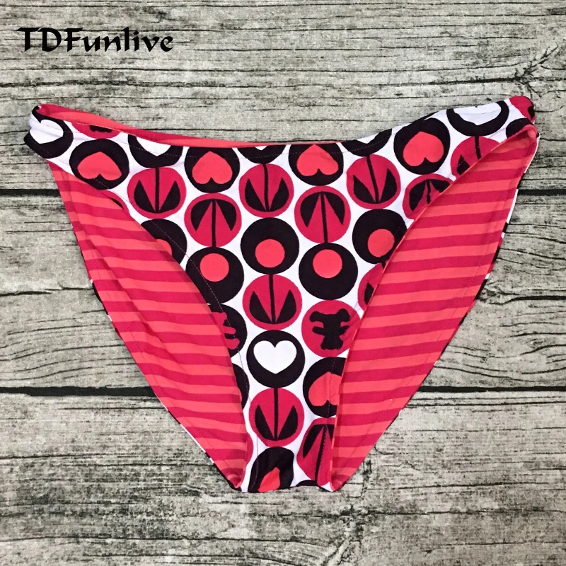 TDFunlive Bikini Bottoms Swimwear Women Vintage Sexy Thong Bikini