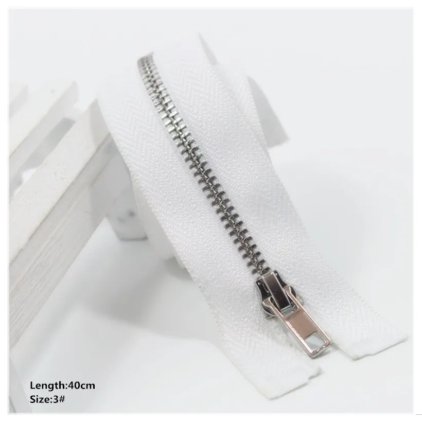 Buy High quality 40cm 3 5pcs/lot white Metal Zipper