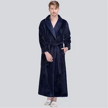 Мужской теплый халат, зимний удлиненный толстый теплый фланелевый Халат в клетку, роскошное кимоно для ванной, сексуальные модные повседневные халаты