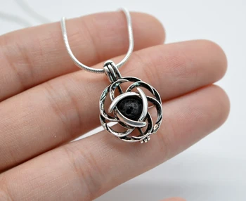 

10pcs Lava Stone Celtics knots Essential Oil Diffuser Necklace Aromthraphy Lockets 16mm Necklace Jewelry XSH438