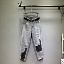 Прямой максимальной длины джинсы с высокой талией женские отбеливатели мыть кнопки летают карманы, манжеты искусственный молнии уличная обычный смягчитель