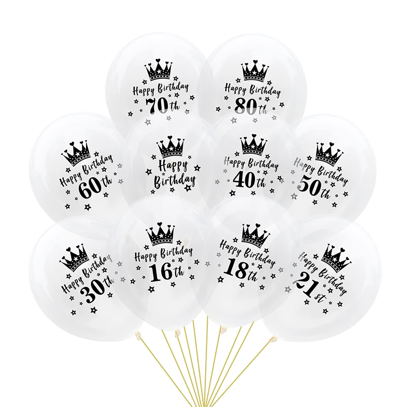 

10pcs 12 inch Latex Number 18th 21th 30th Balloons Birthday Party Decor Globo Kids Ball Supplies